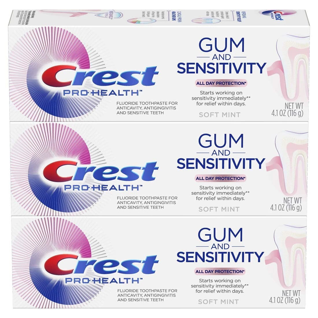 Crest Pro-Health ガムと感度敏感な歯磨き粉全日保護(3パック入り)4.1 oz 4,977円
