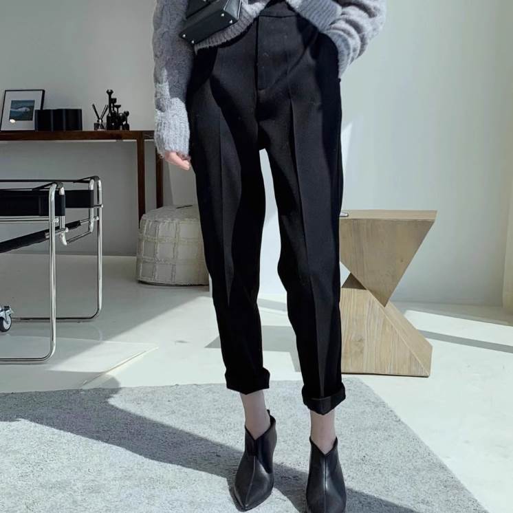 レディース パンツ ボトムス ウール ロングパンツ スラックス 9分丈 クロップド丈 ストレート ファスナー ポケット ハイウエスト ボタン かわいい 大人可愛い きれいめ シンプル カジュアル 上品