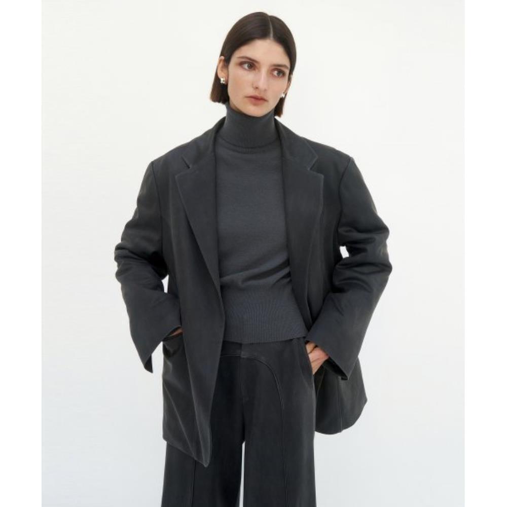 TREEMINGBIRD Suede Piping Classic Setup Jacket Charcoal