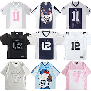 【サッカーtシャツ】【1+1景品】ジャージ ナンバー12フットボールtシャツ フットボールシャツ アメリカンスタイル Vネックのサッカーシャツ レトロなデザイン 半袖Tシャツルーズフ