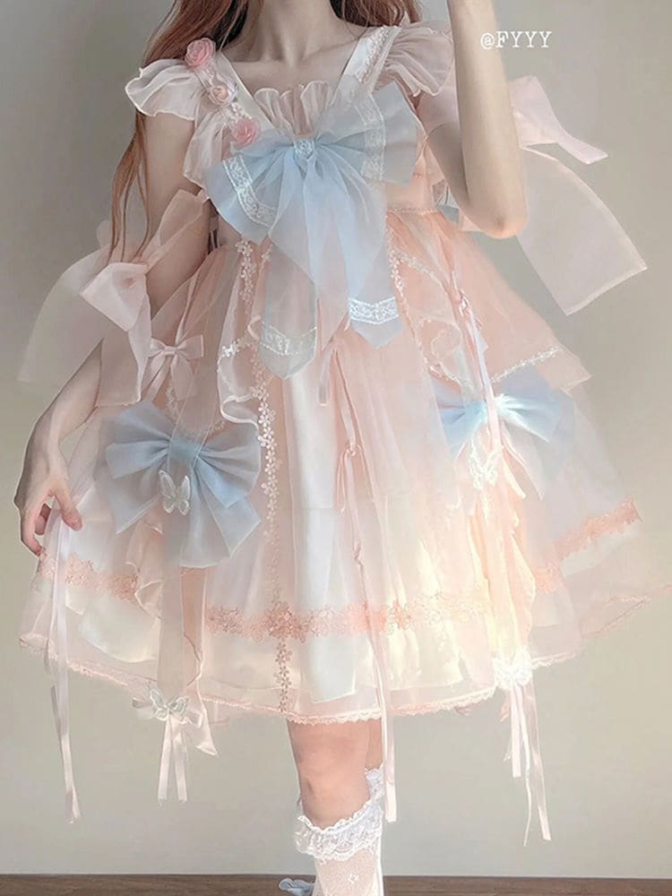 和服コスチュームコスチューム【リボン】可愛い妖精チャイナ風ロリータドレスレディースドレスロリータプリンセスドレス