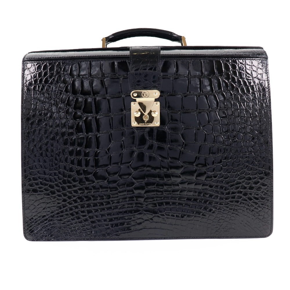 パイロットケース ウラル ビジネスバッグ クロコダイル 黒 AS1010 メンズ 中古品 Aランク