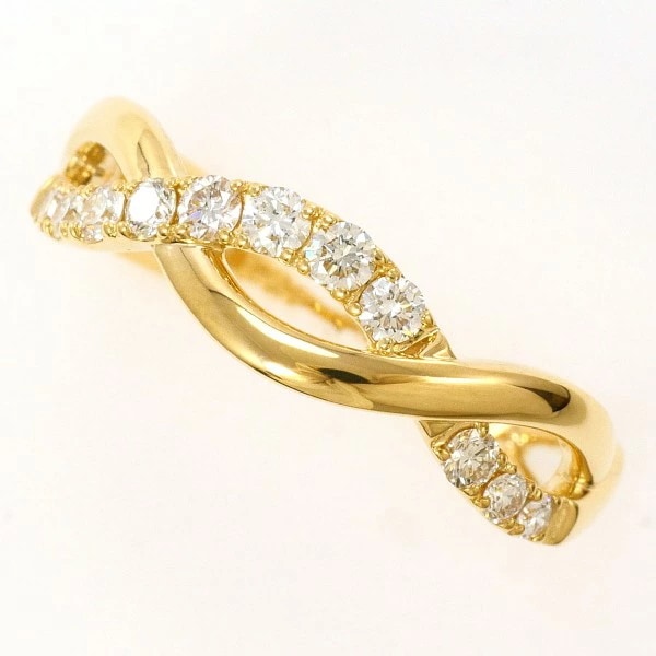 K18 18金 YG イエローゴールド リング 指輪 9.5号 ダイヤ 0.25 ジュエリー 中古