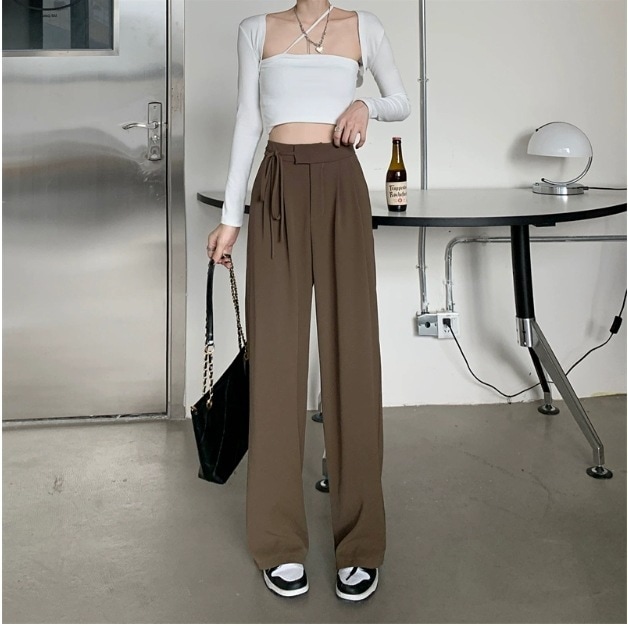 ボトムス パンツ ズボン ワイドパンツ マキシ マキシ丈 ワイド Iライン ウエストリボン 薄手 シンプル カジュアル 上品 おしゃれ お洒落 かっこいい 可愛い 女子 こなれ感 ラフ 4,721円