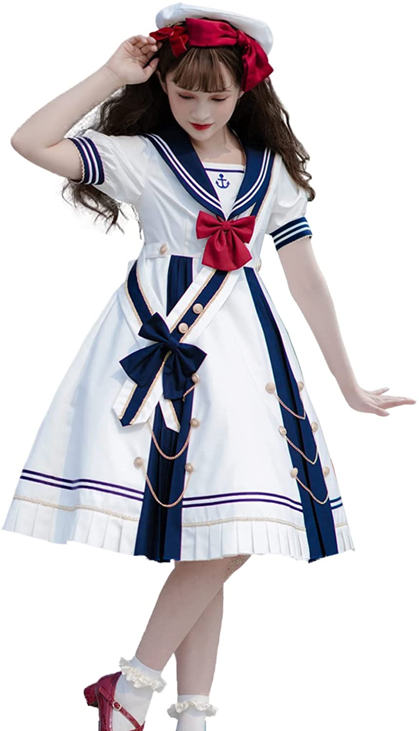 ワンピースロリータ森ガール甘ロリゴスロリ衣装海軍風女子高生制服学生服半袖