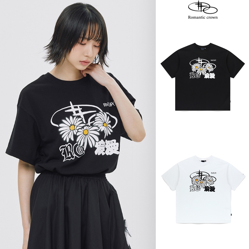 【ROMANTIC CROWN】 TRIPLE DAISY MIXED LOGO TEE SHIRT