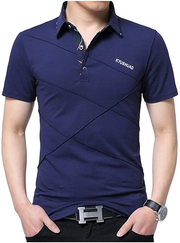 ポロシャツ メンズ 半袖シャツ トップス( ネイビー, 2XL)