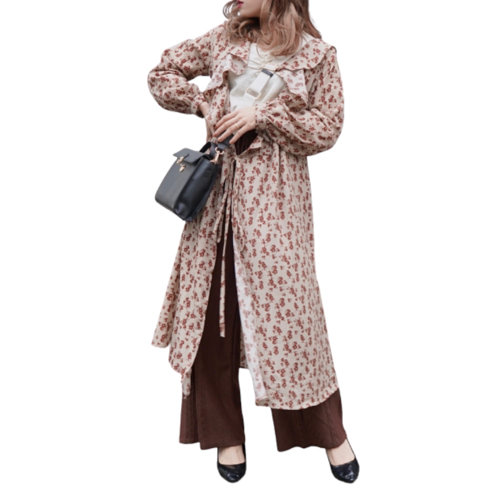 One Color Flower 2way Long Gown/Onepiece (beige) A,D,G レディース