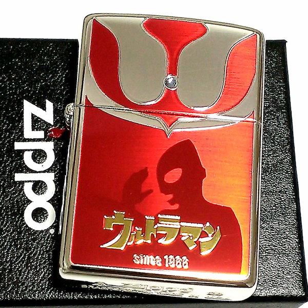 ZIPPO ライター ウルトラマン ジッポ レッド＆シルバー 裏面バルタン星人 かっこいい おしゃれ 赤銀 ラインストーン 円谷プロ メンズ ギフト  プレゼント