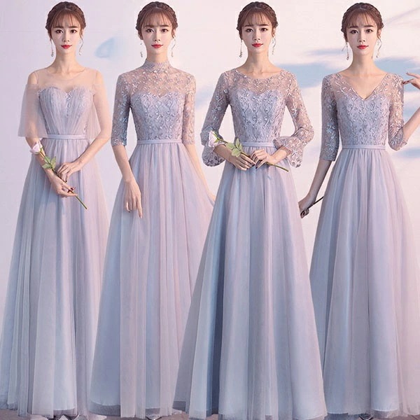 ブライズメイド ドレス ロングドレス 膝丈 ミモレ丈 ロング丈 演奏会 袖あり 半袖 長袖 肩出し Vネック 締め上げタイプ 4タイプ パーティードレス 結婚式 演奏会用ドレス 大きいサイズ 2XL 6,286円