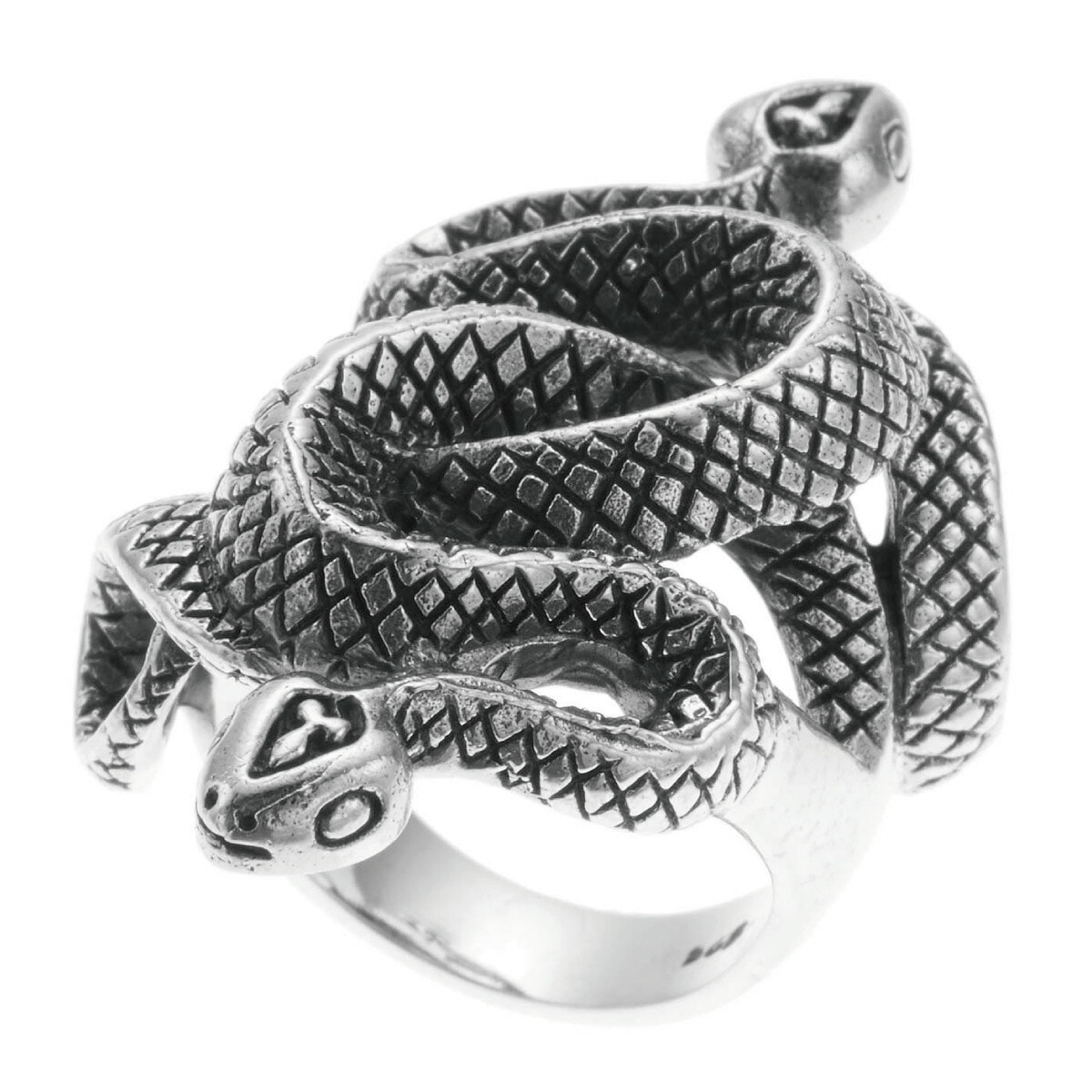リング メンズ シルバー925 ヘビ 蛇 スネーク 大ぶり ごつめ 幅広 ワイド クール