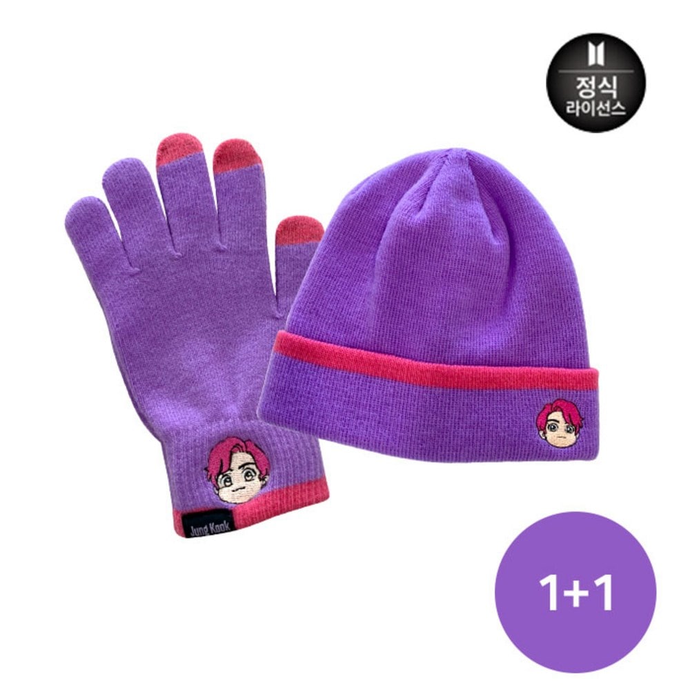[1+1] BTS TinyTan ニット手袋+ビーニーセット ジョングク JungKook (JGBTG30003+JHBTH10013)
