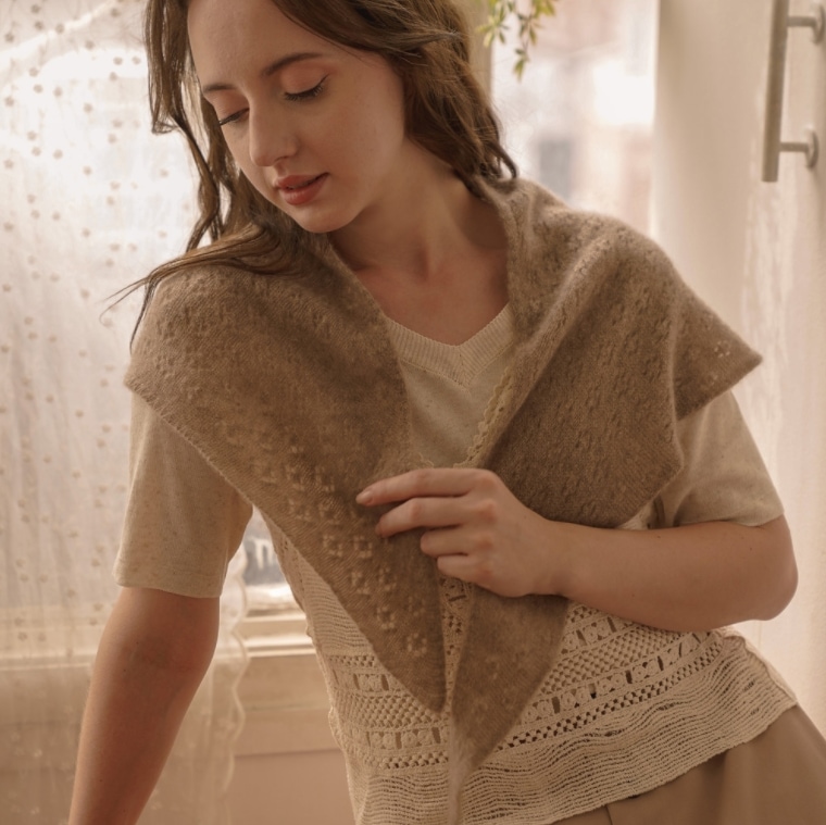 [LJ CASHMERE] Race Triangle shawlmuffler_Brown /cashmere100%cashmere