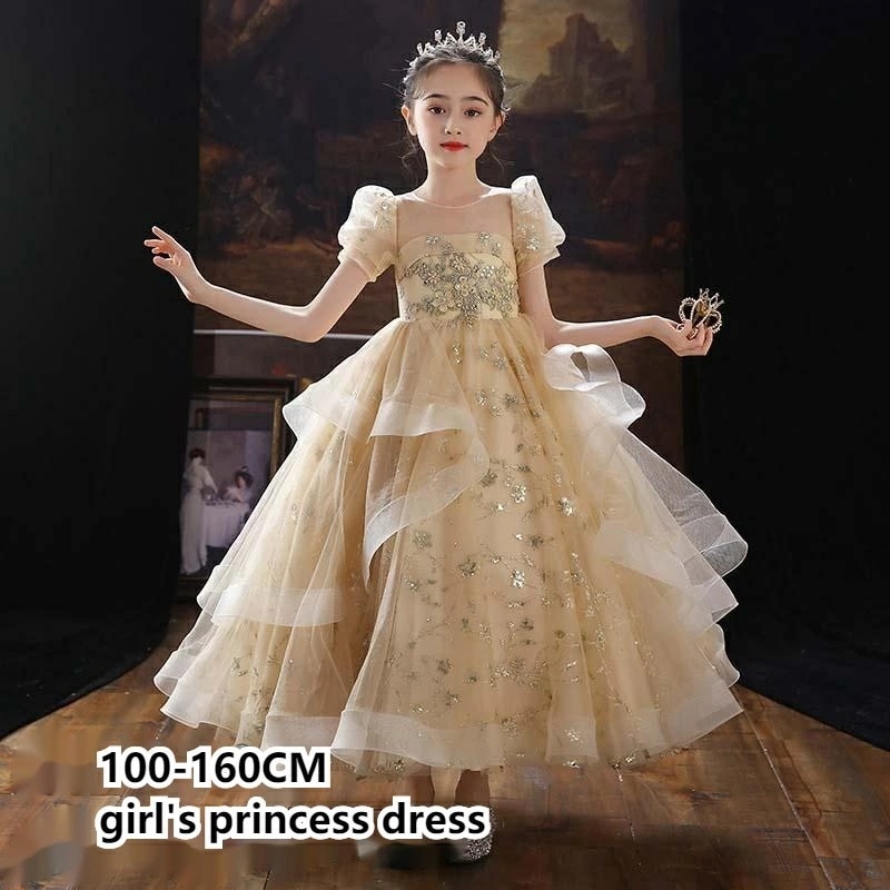 子供ドレス 女の子 ピアノ 発表会 レースドレス ワンピース 子供 子ども 誕生日会 ロCングドレス スリーブ キッズ プリンセスドレス 結婚式 七五三 ワンピース お姫様 ジュニア プレゼント ドレ 6,067円