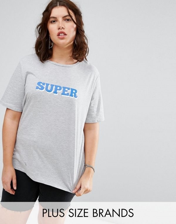 Alice & You レディース 大きめサイズ ゆったりサイズ 送料無料 Grey Super Slogan Tee
