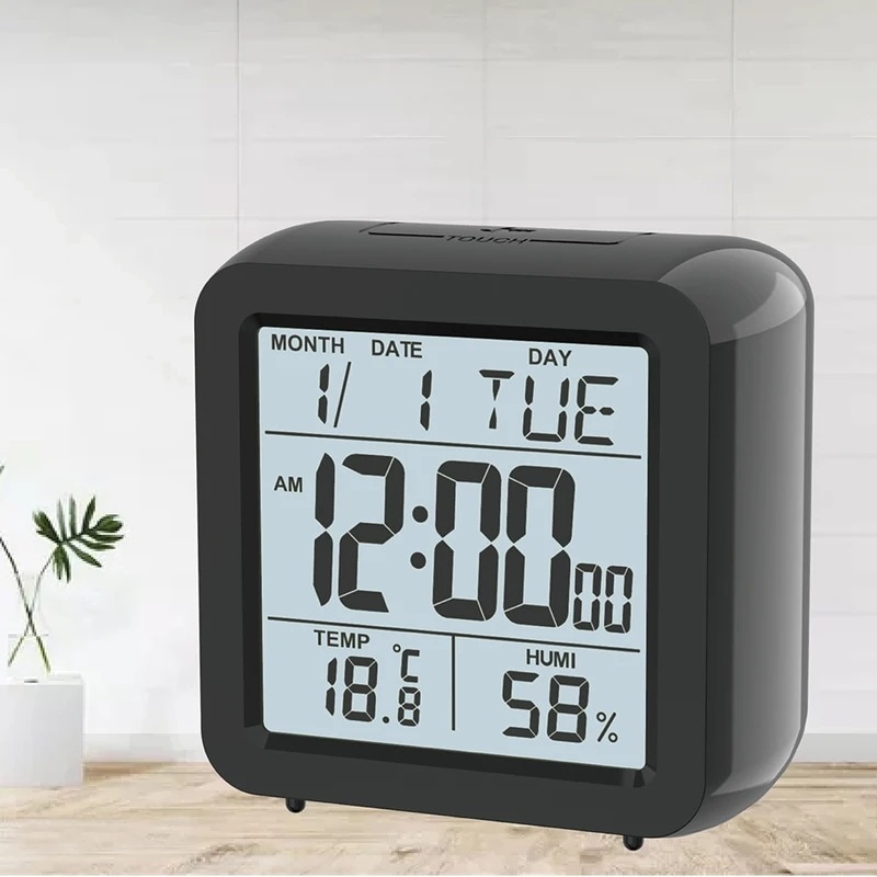 電子テーブルsnoozeアラーム時計カレンダーキッズベッドサイドクロックバックライト & ホーム温度 & 屋内湿度バッテリー付き