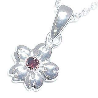 ( 1月誕生石 ) ガーネットペンダントネックレス（フラワーモチーフ）楽ギフ_包装