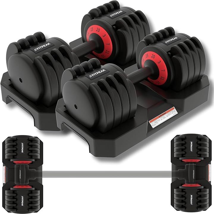 可変式ダンベル 20kg 2個セット1.1秒で重量変更可能 ホームジム アジャスタブルダンベル 調節可能ダンベル 3kg 7kg 11kg 15kg 5段階調節 (ブラック)