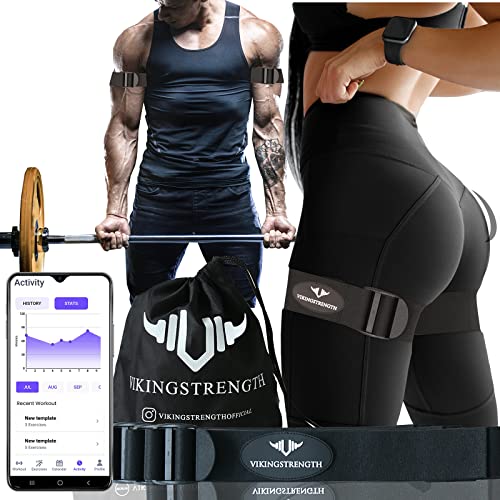 Vikingstrength 加圧トレーニング 加圧バンド トレーニングベルト フィットネス 血流制限 腕足4本セット V-Strengthトレーニングアプリ