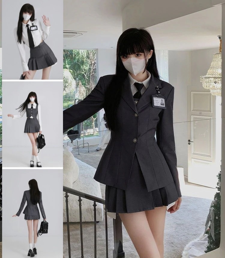 制服 3点セットセーラー服 コスプレ セット 学生制服 長袖大きいサイズ 洋服 ベスト プリーツスカートミニスカ カレッジ風 学生