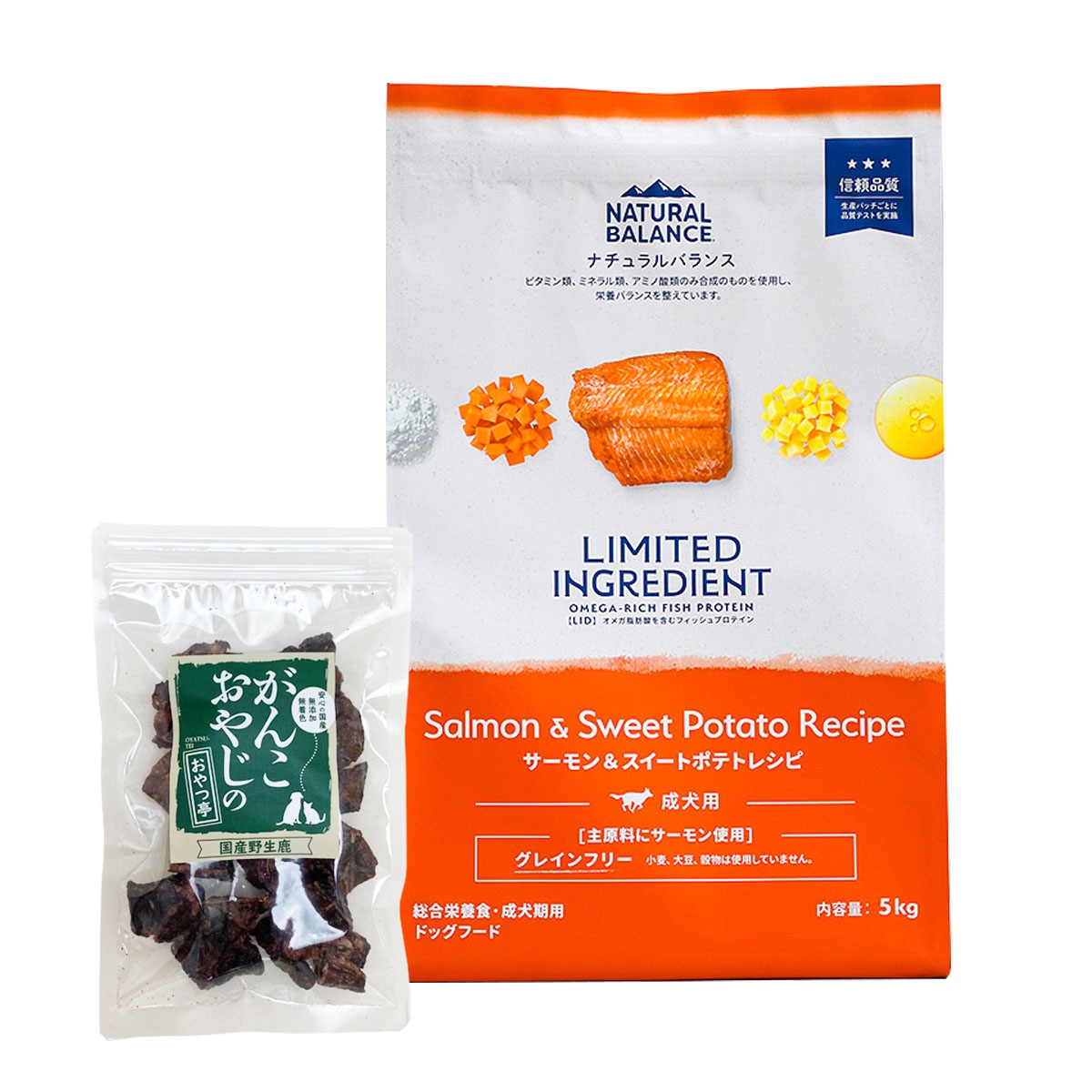 LIDグレインフリー 成犬用 サーモン&スイートポテト 5kg【国産鹿ラング15g付き】