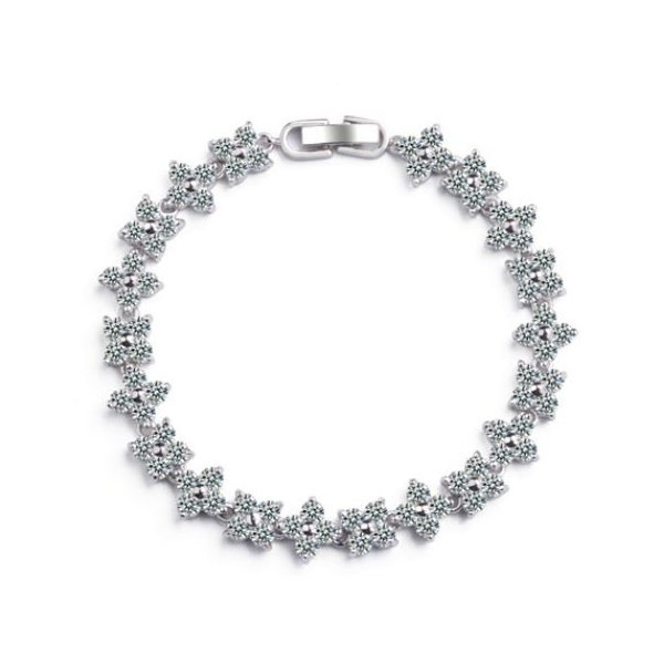 クローバーシルエットに洒落たアクセントSWAROVSKI彩石ブレスレット/K18RGP