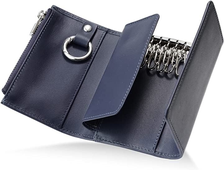 本革 キーケース スマートキー カードキー 小銭入れ カード入れ メンズ レディース 小さめ ネイビー(ネイビースムースレザー 5,379円