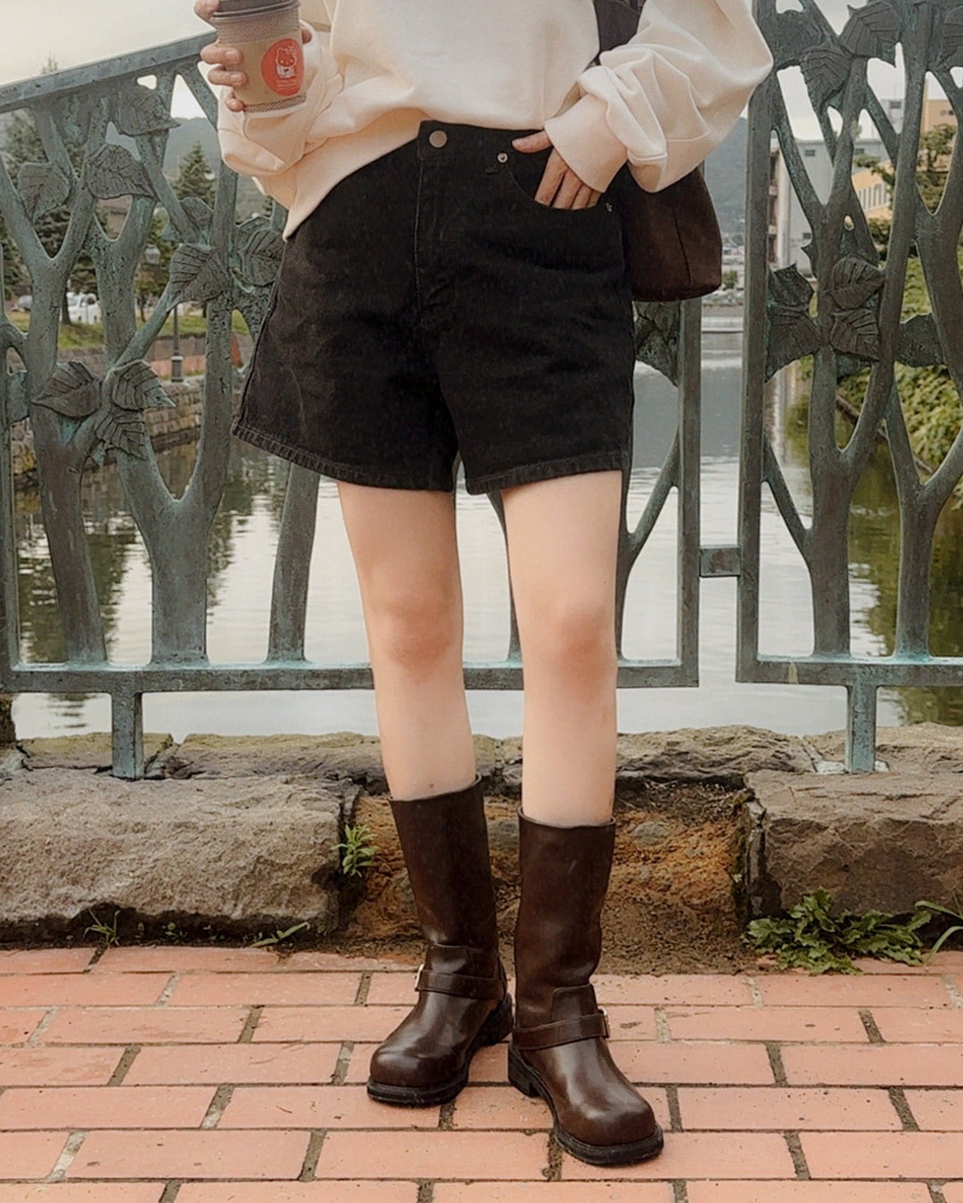 パートデニムショートパンツ韓国ファッション レディース