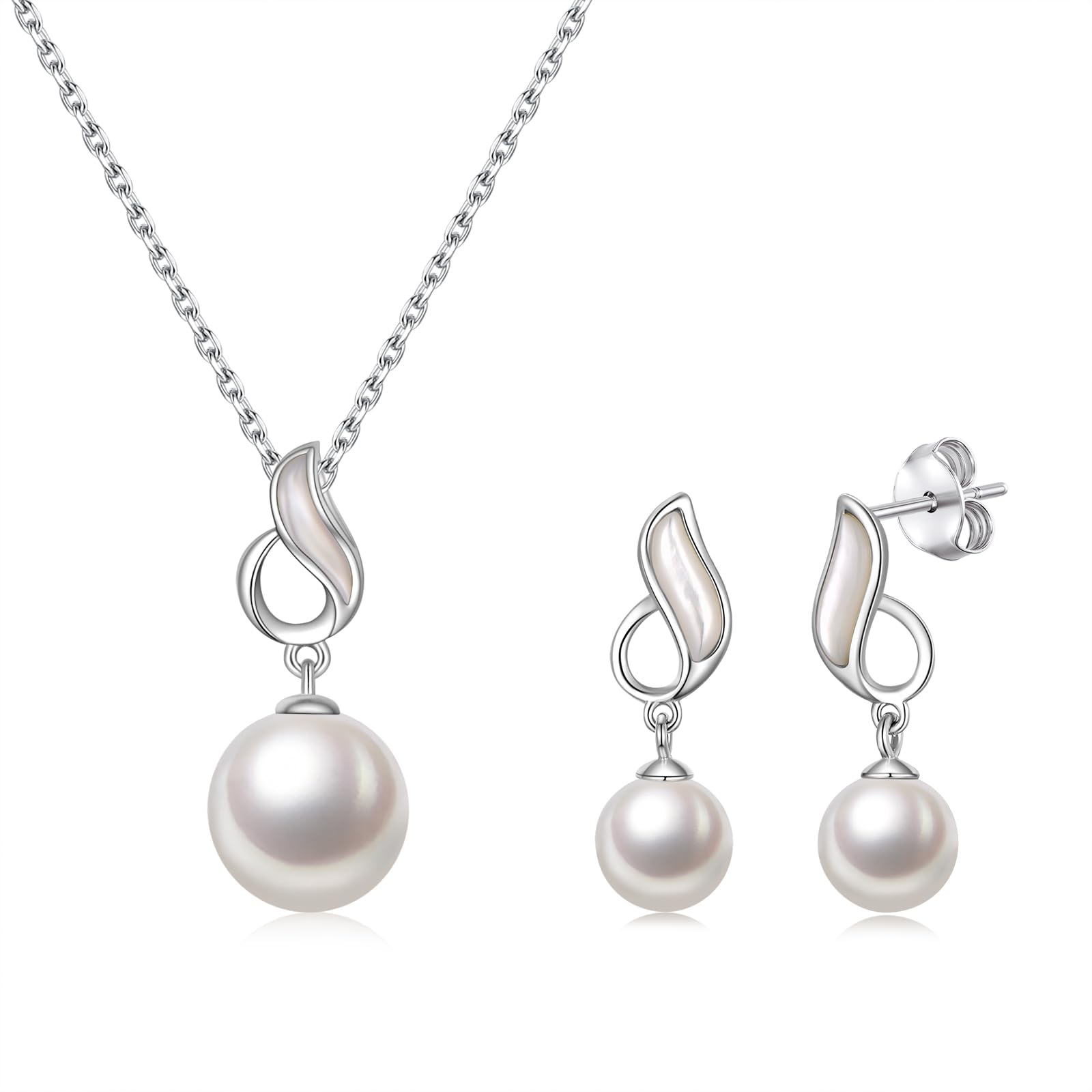 [PHNIBIRD] ネックレス ピアス レディース セット 貝パール 大粒です シルバー925 金属アレルギー対応ピアス パール ペンダント ネックレス カジュアル クリスマス 貝殻 退職 結婚式 6,896円