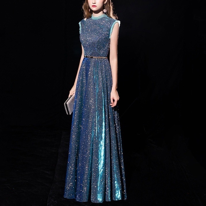 演奏会ドレス レディース ロングドレス ラメ シンプル ノースリーブ ベルト スタイルアップ Aライン パーティー 結婚式 二次会 お呼ばれ きれいめ ロング丈 ロングスカート 女子会 お食事会 発表