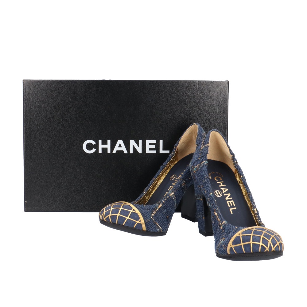 シャネル パンプス ツイード CHANEL 中古 美品