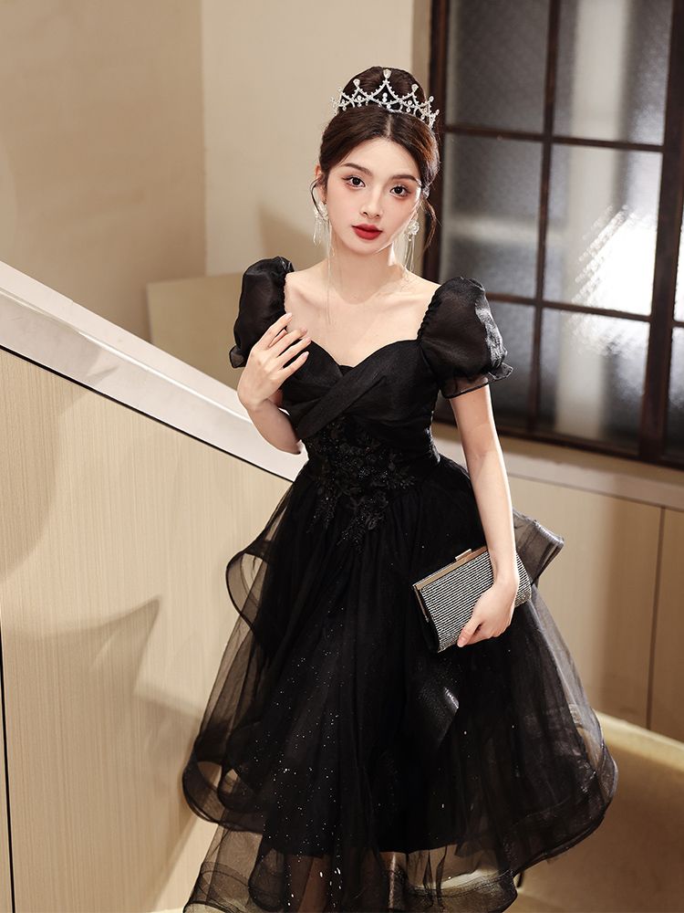 ブラックドレスバンケットドレス気質ホストドレスハイエンドバースデーアダルトドレス 5,342円