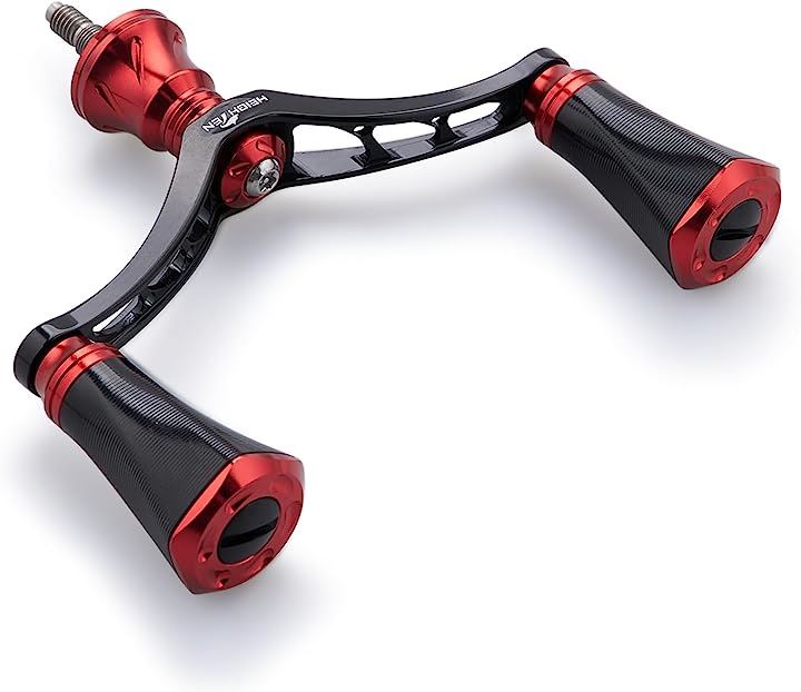 80mm リール ハンドル 20mm ノブ 搭載 シマノ ダイワ 通用 スピニングリール用 Tornado Series 699( ブラック＆レッド)