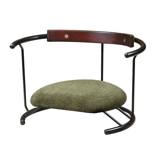 あぐら椅子/正座椅子 スウィング背もたれ付き モスグリーンブラック 幅60cm 耐荷重80kg 日本製 スチール 座ユー