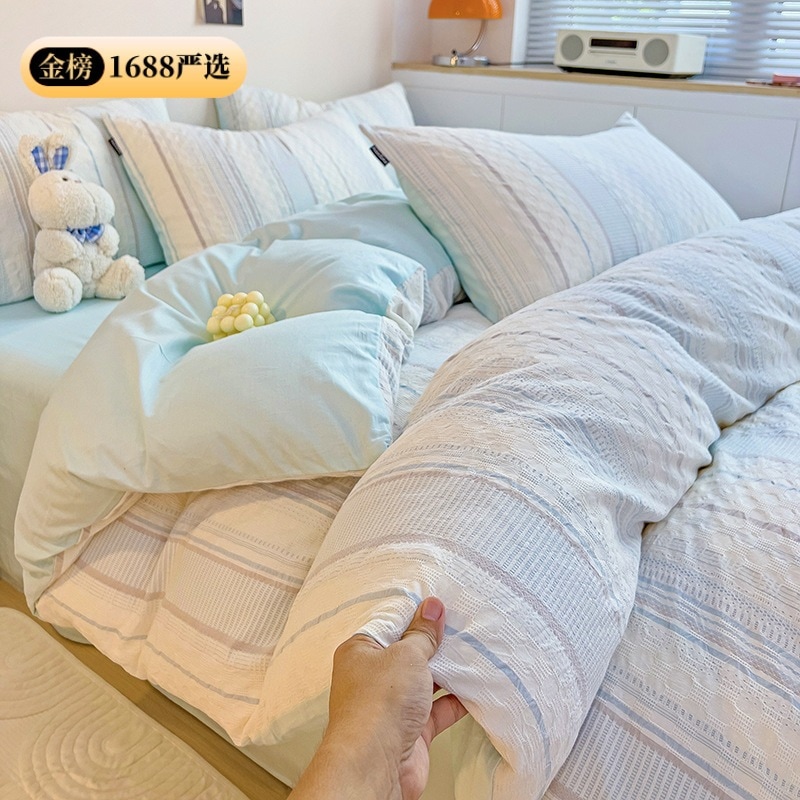 純綿母子A類60 s 4点セットジャカード全綿3点セットクリーム風布団カバーシーツ宿舎寝具