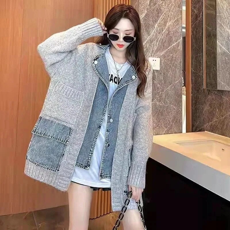 【急速出荷】激安販売！はボアで決まり 秋アウター 新しい女性のトップスを フリースで決まりニットステッチデニムジャケット緩いレトロカジュアル百は 4,777円