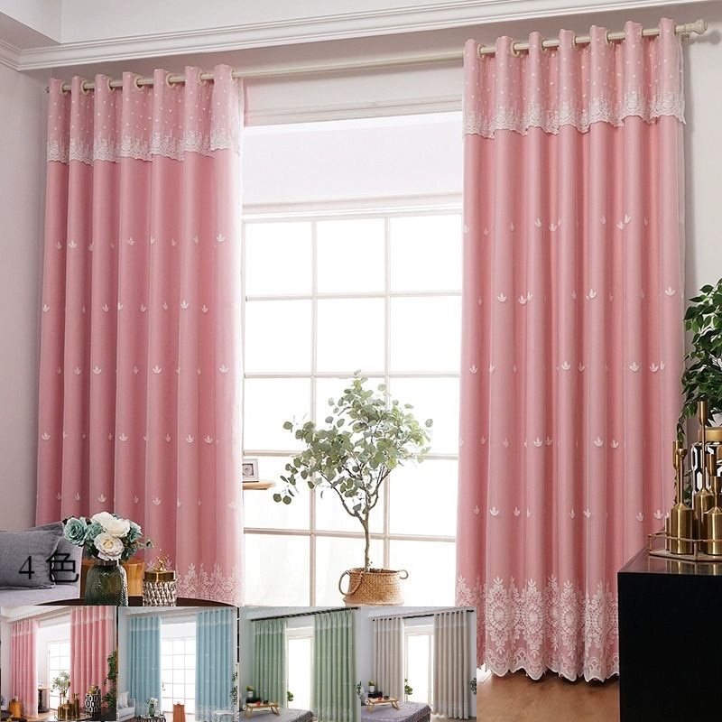 一体型カーテン 北欧 グラデーション柄 姫系 ローズ カーテン 4枚セット 2枚组 遮光 断熱 防音 洗濯可 綺麗 女子 子供部屋 リビング 寝室 2倍ヒダ 5,592円