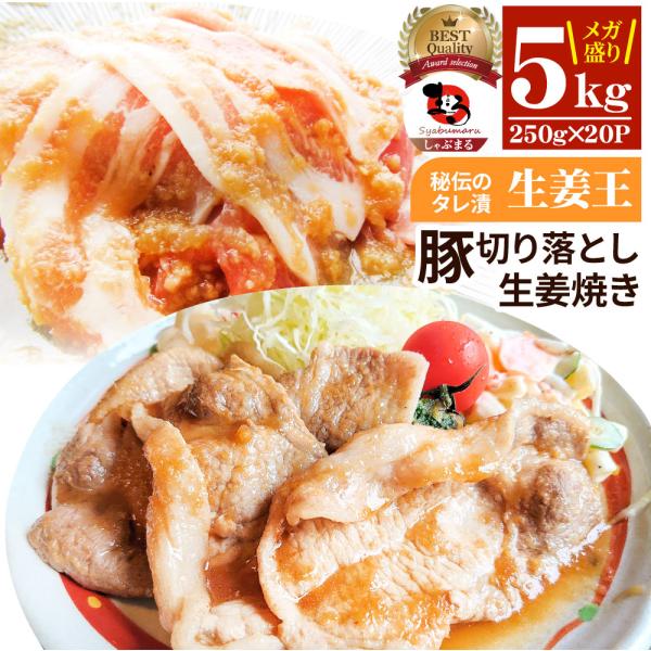 肉 訳あり 豚 生姜焼き 焼くだけ 5kg（250g×20） 生姜王 ジューシー ミックス 豚 生姜 焼き 切り落とし おかず *当日出荷