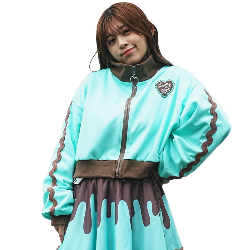 チェリーパピー ジャケット ブルゾン 長袖 ジャージ 原宿 原宿系 ファッション ポップ パステル ファンシー ミント jr-pyj-02