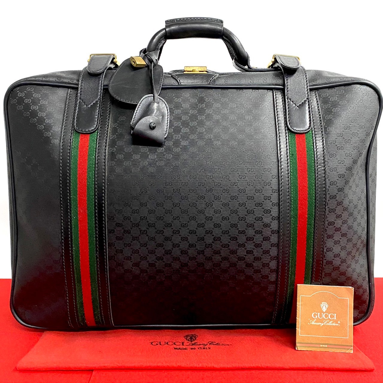 ヴィンテージ シェリーライン マイクロGG 柄ボストンバッグ レザー PVC ブラック 32985