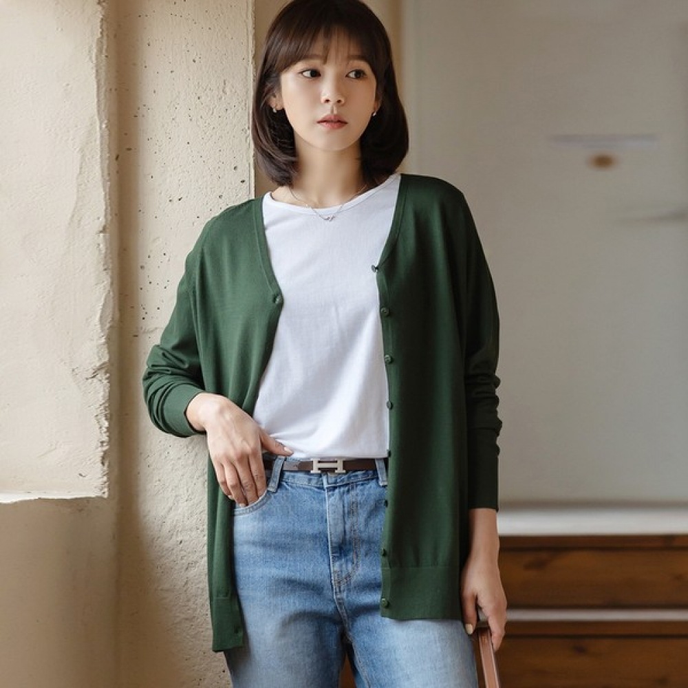 (Elysia) ナチュラルルーズビスコースニットカーディガン