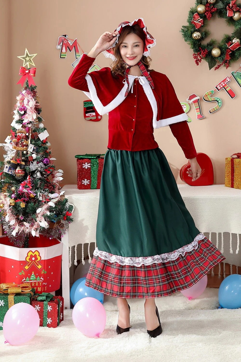 日系パーティー クリスマスの女王 クリスマスドレス クリスマスデーパーティー衣装ロングスカートクリスマスパーティー仕立て 高貴な大気のクリスマスドレス