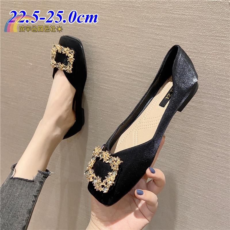 新しい秋のスタイル レディース スクエアトゥ パンプス ぺたんこ フラットシューズ 歩きやす美脚 ローヒール 疲れにくい 走れる 妊婦 キラキラ 女性 くつ カジュアル 通勤 レトロ Lucky Sh