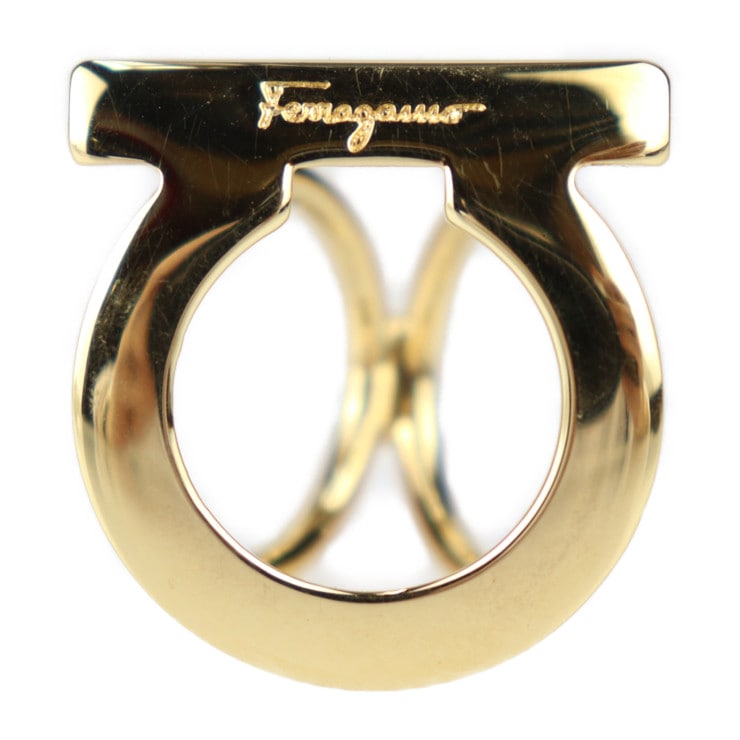 Salvatore Ferragamo サルヴァトーレ フェラガモ スカーフリング 34 9411 ガンチーニ メタル ゴールド 本物保証 中古