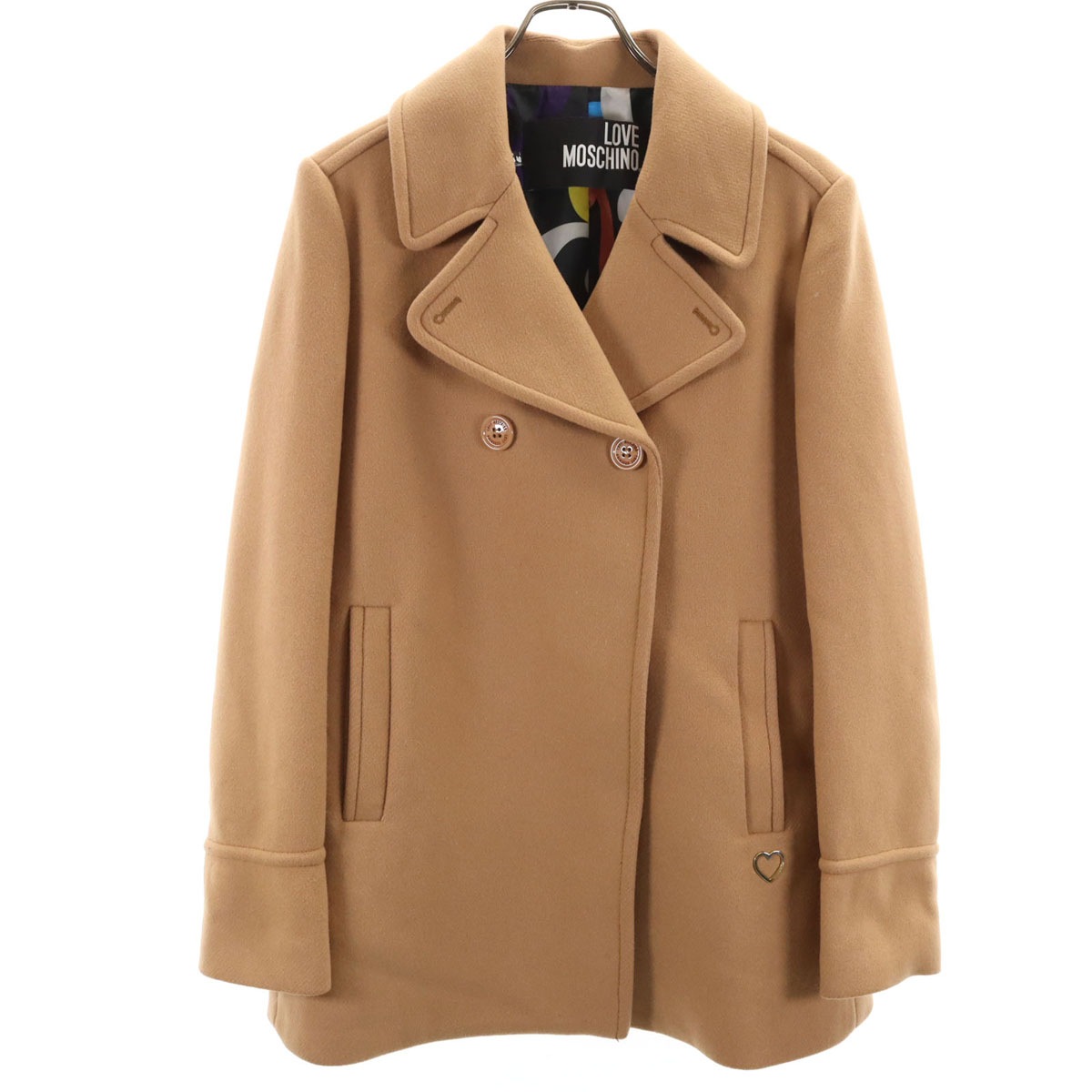 LOVEMOSCHINO ラブモスキーノ ダブルブレスト ウールジャケット 40 ベージュ レディース 古着