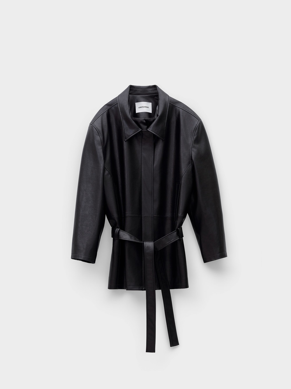 【LOW CLASSIC】 26SS LOW WAIST ARTIFICIAL LEATHER JACKET : BLACK