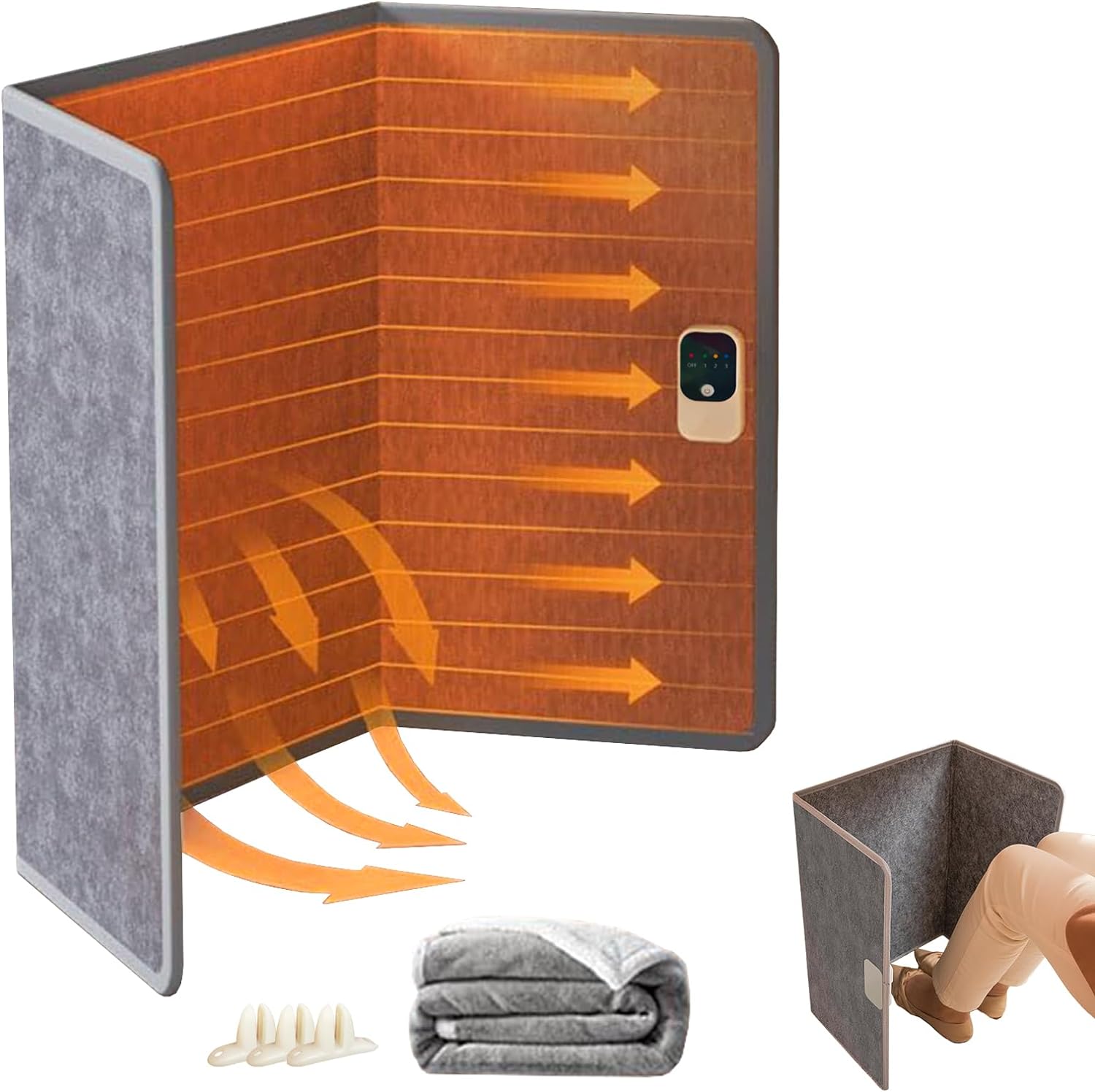 パネルヒーター デスク下 足元 ペット 犬 猫 省エネ 小型 冷え対策 自動切りタイマー 3段階温度調節 過熱保護 折り畳み式 超高温55℃ オフィス 暖房器具 (グレー)