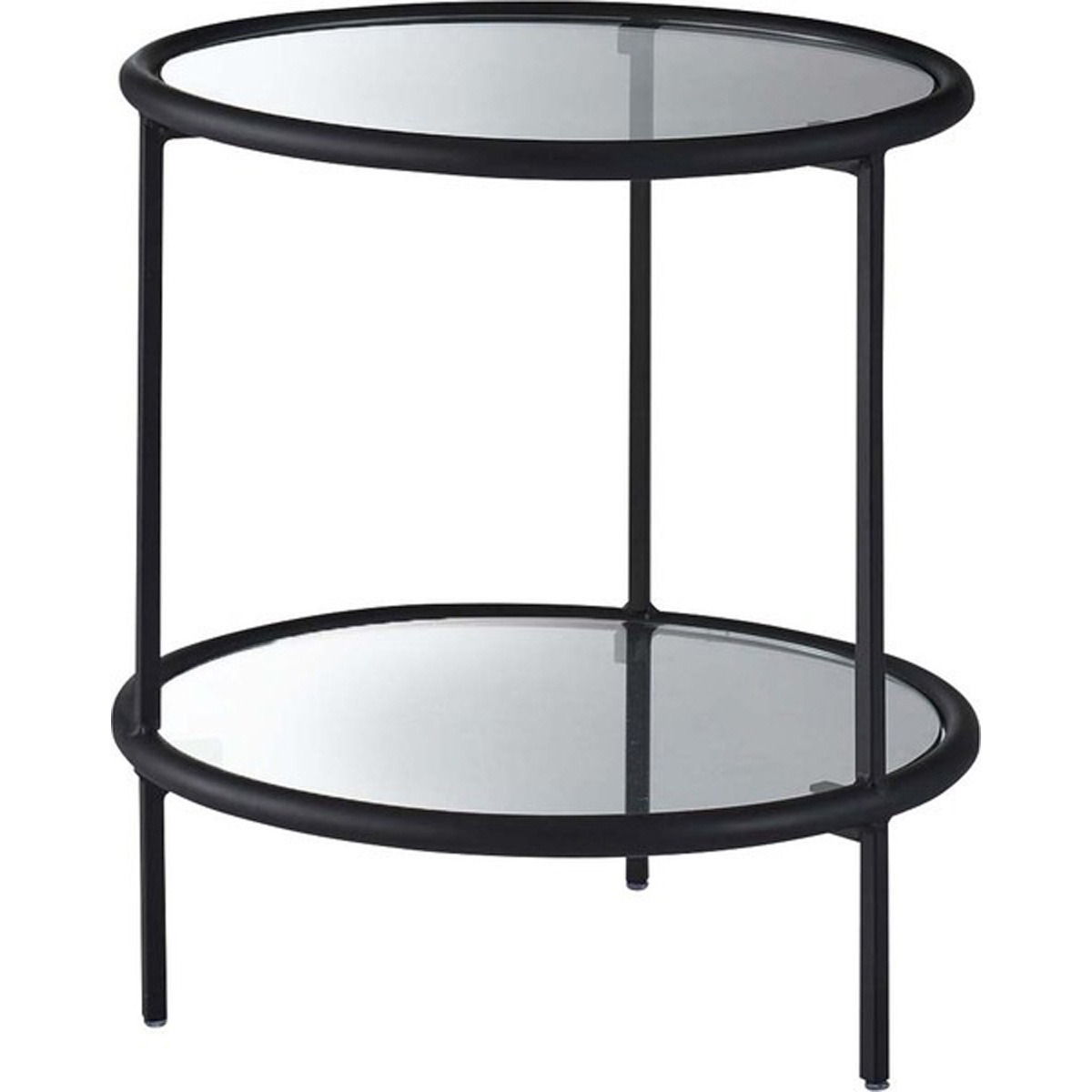 ガラステーブル センターテーブル サイドテーブル ラウンドテーブル ガラス アイアン インダストリアル モダン シンプル おしゃれ クリア ブラック 黒 ネストテーブル 棚 ディスプレイ 2段 ナイト