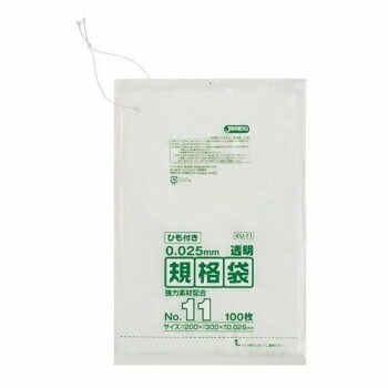 ジャパックス LD規格袋 厚み0.025mm No.11 ひも付き 透明 100枚x10冊x6箱 KU11