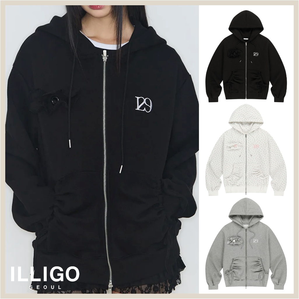 PURE FRILL HOOD ロゴ 長袖 フード付き パーカー